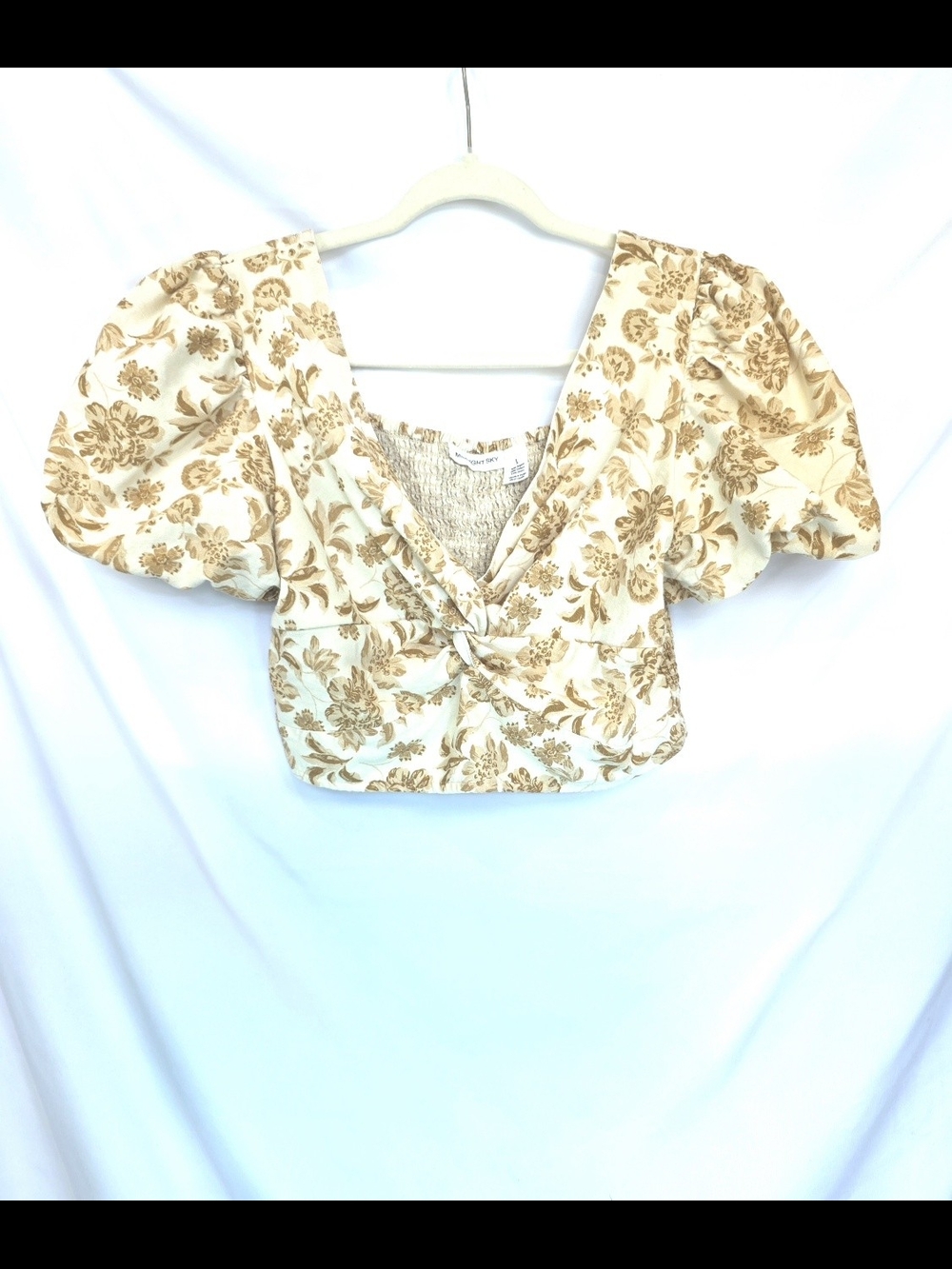Midnight Sky Cottagecore Peplum Whimsy Crop Summer Festival Floral Blouse Size L